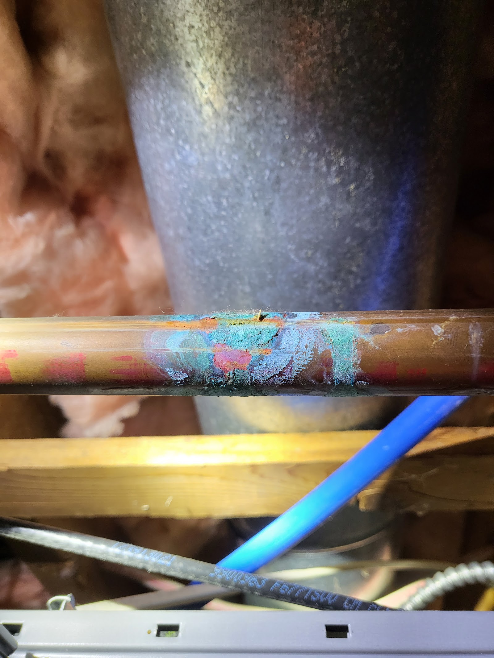 Copper pinhole leak located and repaired
